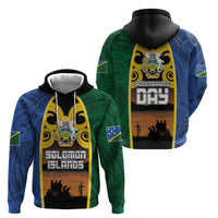 Solomon Islands Remembrance Day Zip Hoodie Lest We Forget and Polynesian Tattoo Pattern LT03 - Polynesian Pride