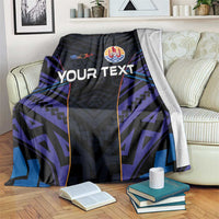 Personalised Tahiti Triathlon Polynesian Pattern Blanket LT03 Black - Polynesian Pride