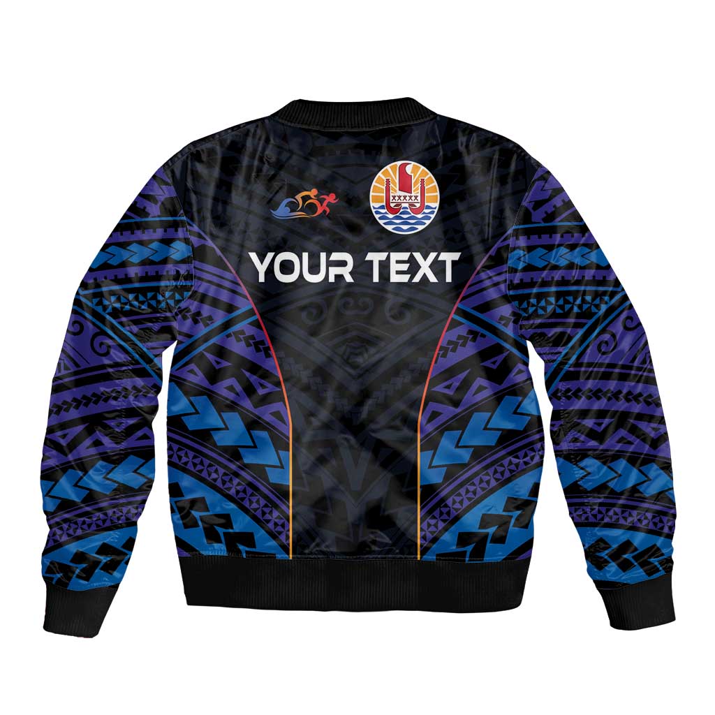 Personalised Tahiti Triathlon Polynesian Pattern Bomber Jacket LT03 - Polynesian Pride