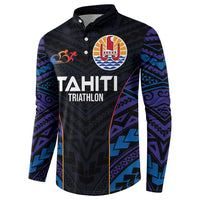 Personalised Tahiti Triathlon Polynesian Pattern Button Sweatshirt LT03 - Polynesian Pride