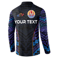 Personalised Tahiti Triathlon Polynesian Pattern Button Sweatshirt LT03 - Polynesian Pride
