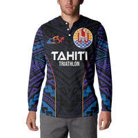Personalised Tahiti Triathlon Polynesian Pattern Button Sweatshirt LT03 - Polynesian Pride