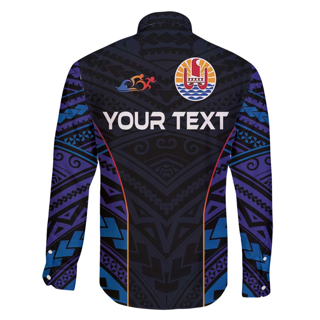 Personalised Tahiti Triathlon Polynesian Pattern Family Matching Long Sleeve Bodycon Dress and Hawaiian Shirt