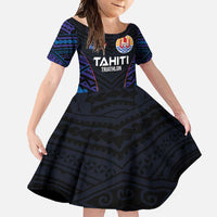 Personalised Tahiti Triathlon Polynesian Pattern Family Matching Mermaid Dress and Hawaiian Shirt LT03 Daughter's Dress Black - Polynesian Pride