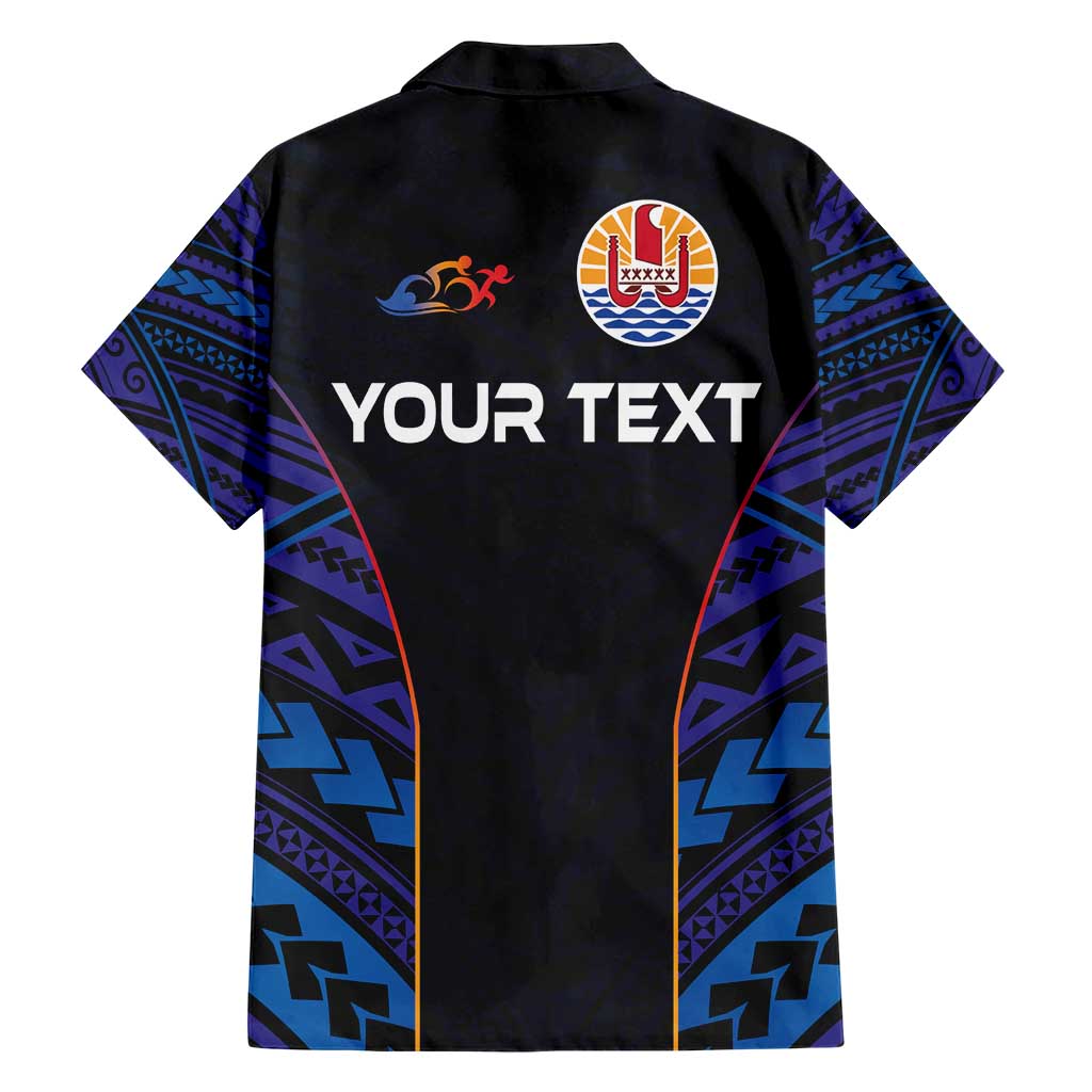 Personalised Tahiti Triathlon Polynesian Pattern Family Matching Short Sleeve Bodycon Dress and Hawaiian Shirt