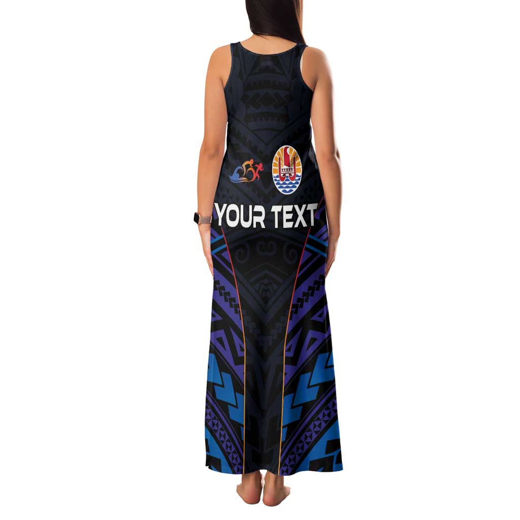 Personalised Tahiti Triathlon Polynesian Pattern Family Matching Tank Maxi Dress and Hawaiian Shirt