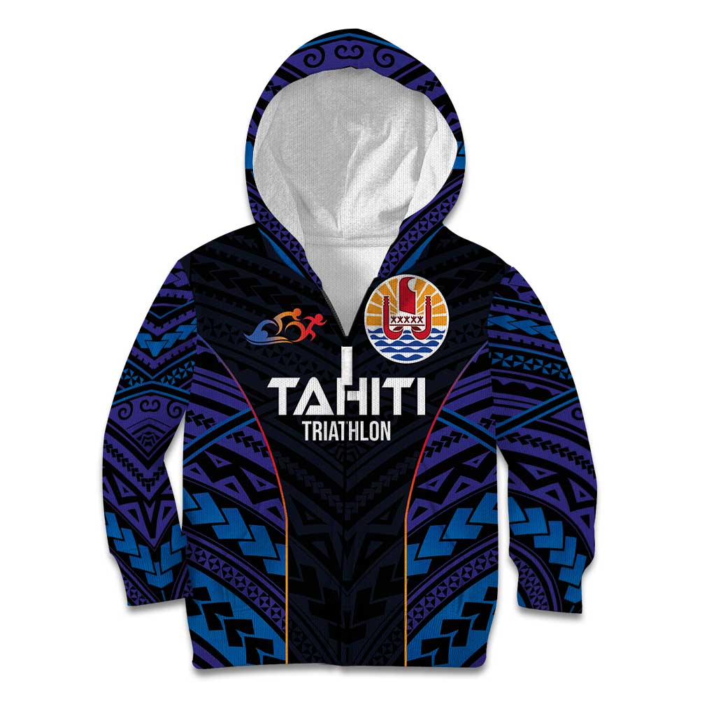 Personalised Tahiti Triathlon Polynesian Pattern Kid Hoodie
