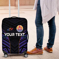 Personalised Tahiti Triathlon Polynesian Pattern Luggage Cover LT03 Black - Polynesian Pride