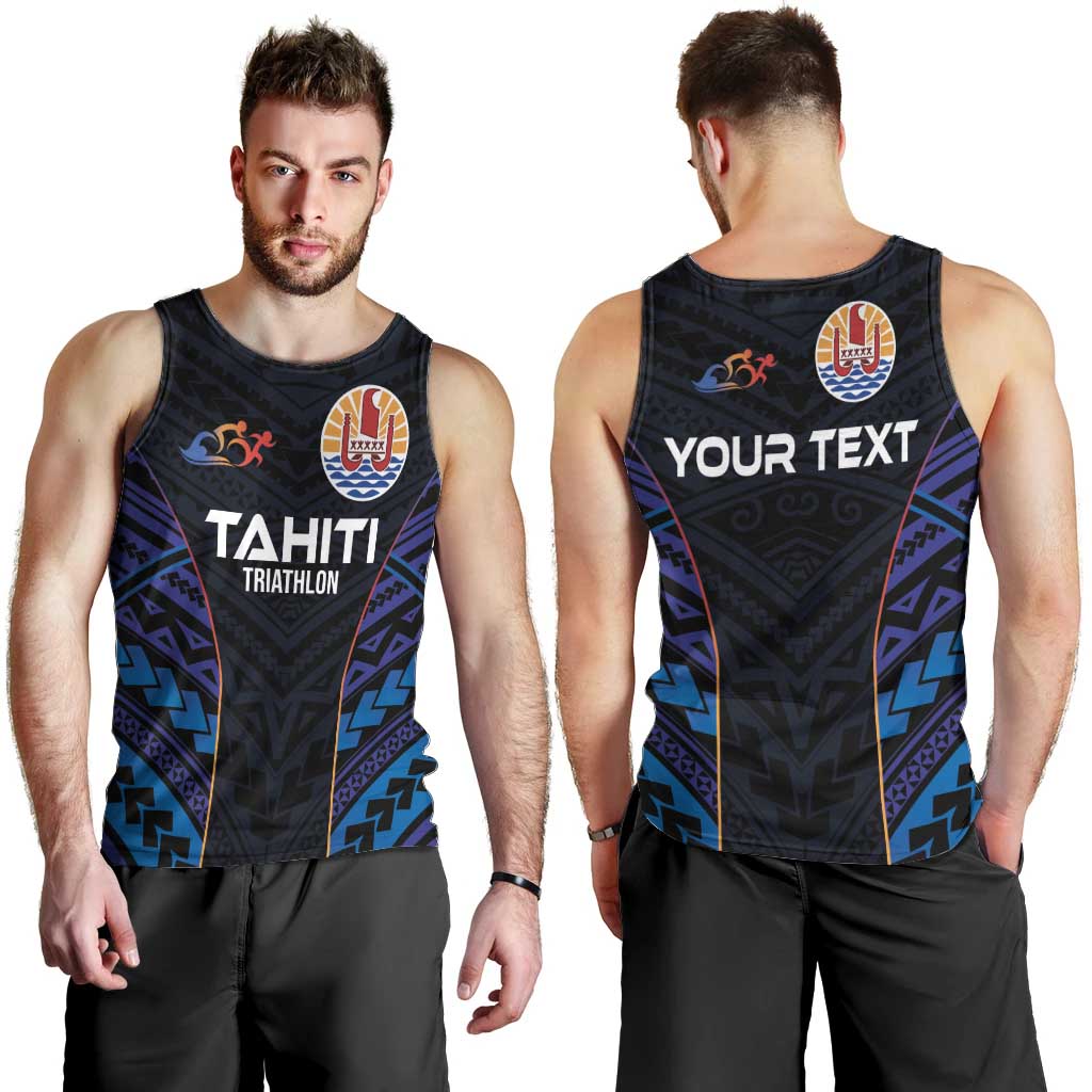 Personalised Tahiti Triathlon Polynesian Pattern Men Tank Top