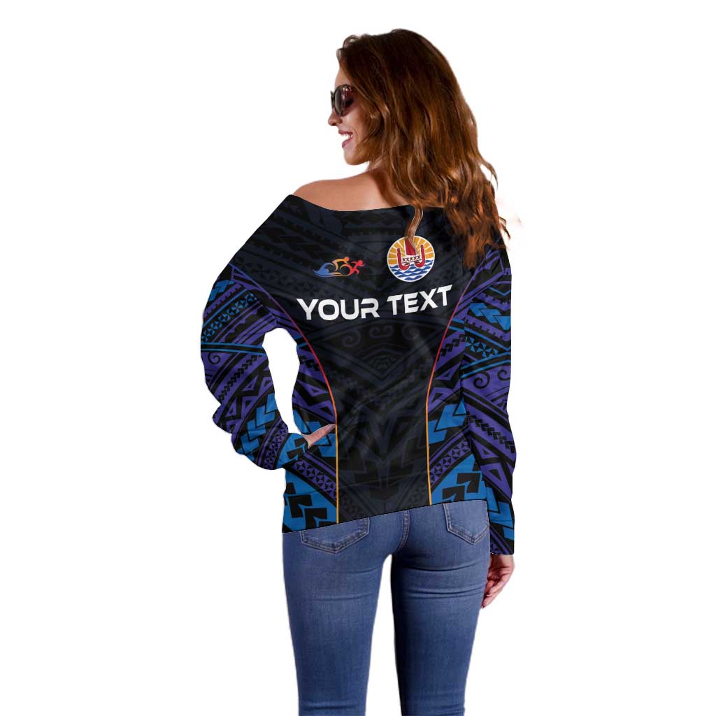 Personalised Tahiti Triathlon Polynesian Pattern Off Shoulder Sweater LT03 - Polynesian Pride