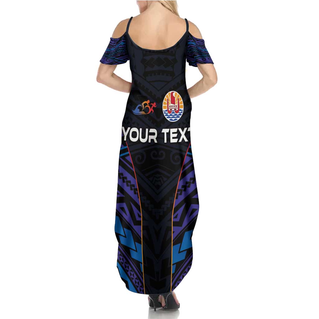 Personalised Tahiti Triathlon Polynesian Pattern Summer Maxi Dress