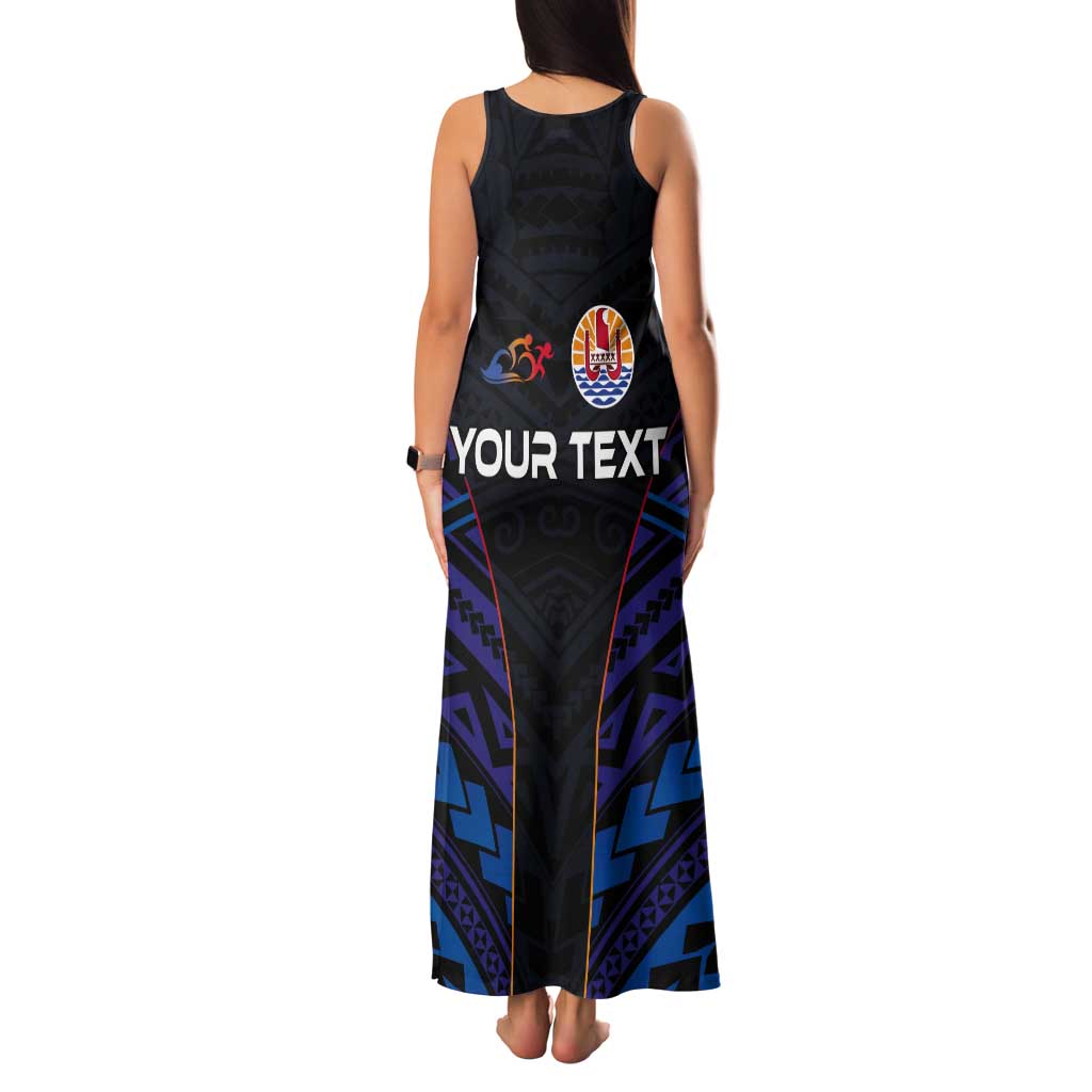 Personalised Tahiti Triathlon Polynesian Pattern Tank Maxi Dress