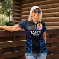 Personalised Tahiti Triathlon Polynesian Pattern Women Polo Shirt LT03 - Polynesian Pride