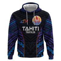 Personalised Tahiti Triathlon Polynesian Pattern Zip Hoodie LT03 Pullover Hoodie Black - Polynesian Pride