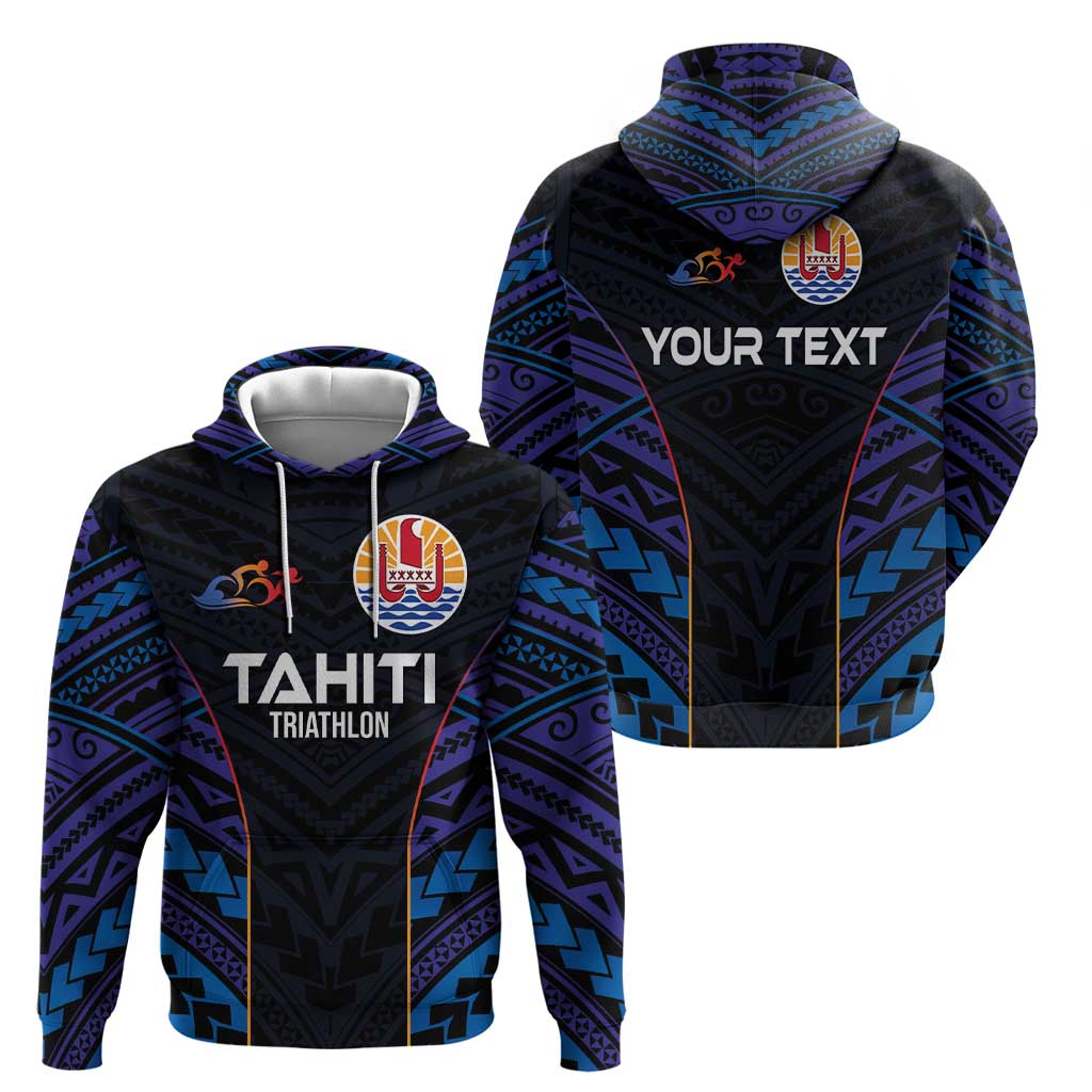 Personalised Tahiti Triathlon Polynesian Pattern Zip Hoodie LT03 - Polynesian Pride