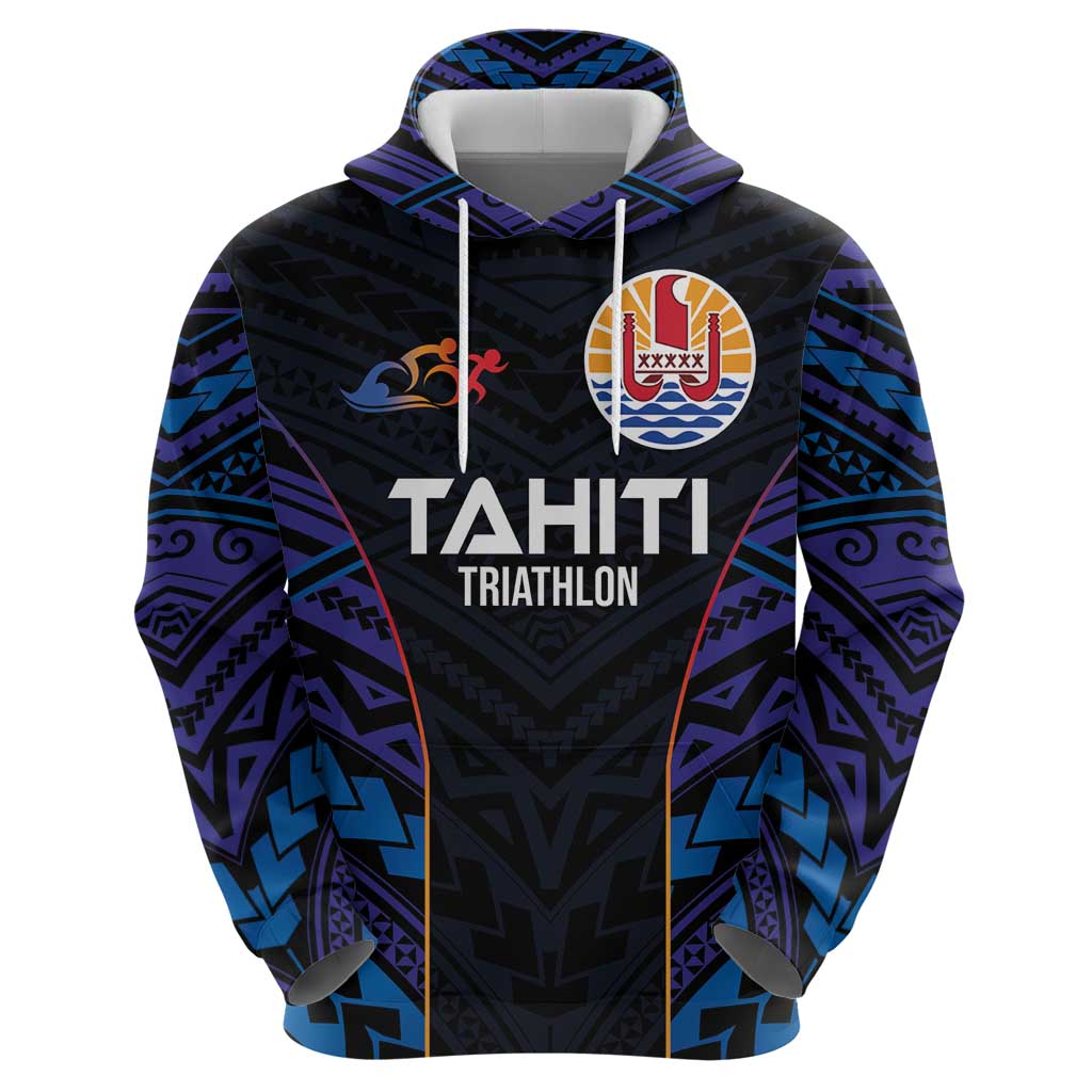 Personalised Tahiti Triathlon Polynesian Pattern Zip Hoodie LT03 - Polynesian Pride