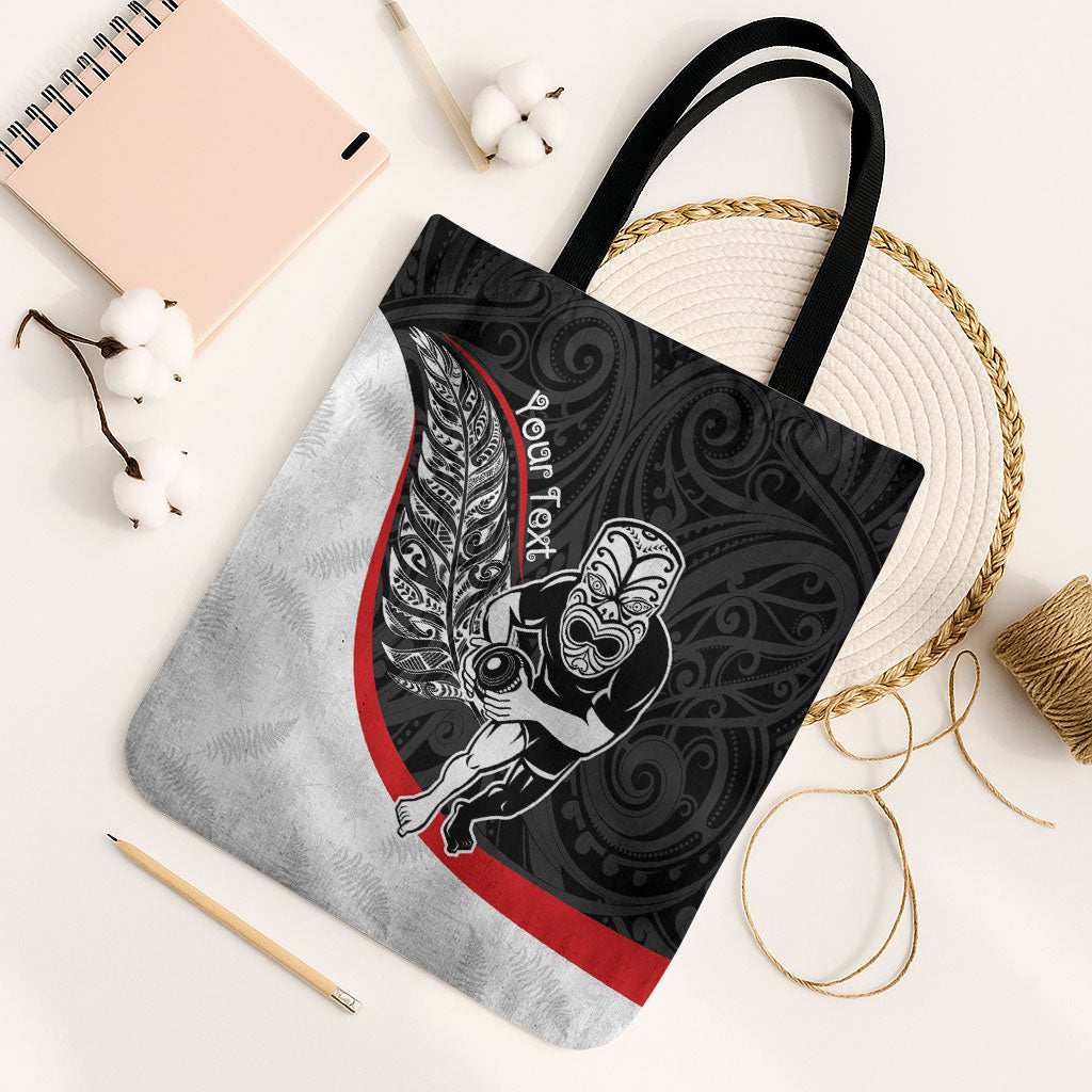 Personalised Aotearoa Lawn Bowls Tote Bag Maori Warrior and Silver Fern Sporty Style LT03 Black Strap One Size Black - Polynesian Pride