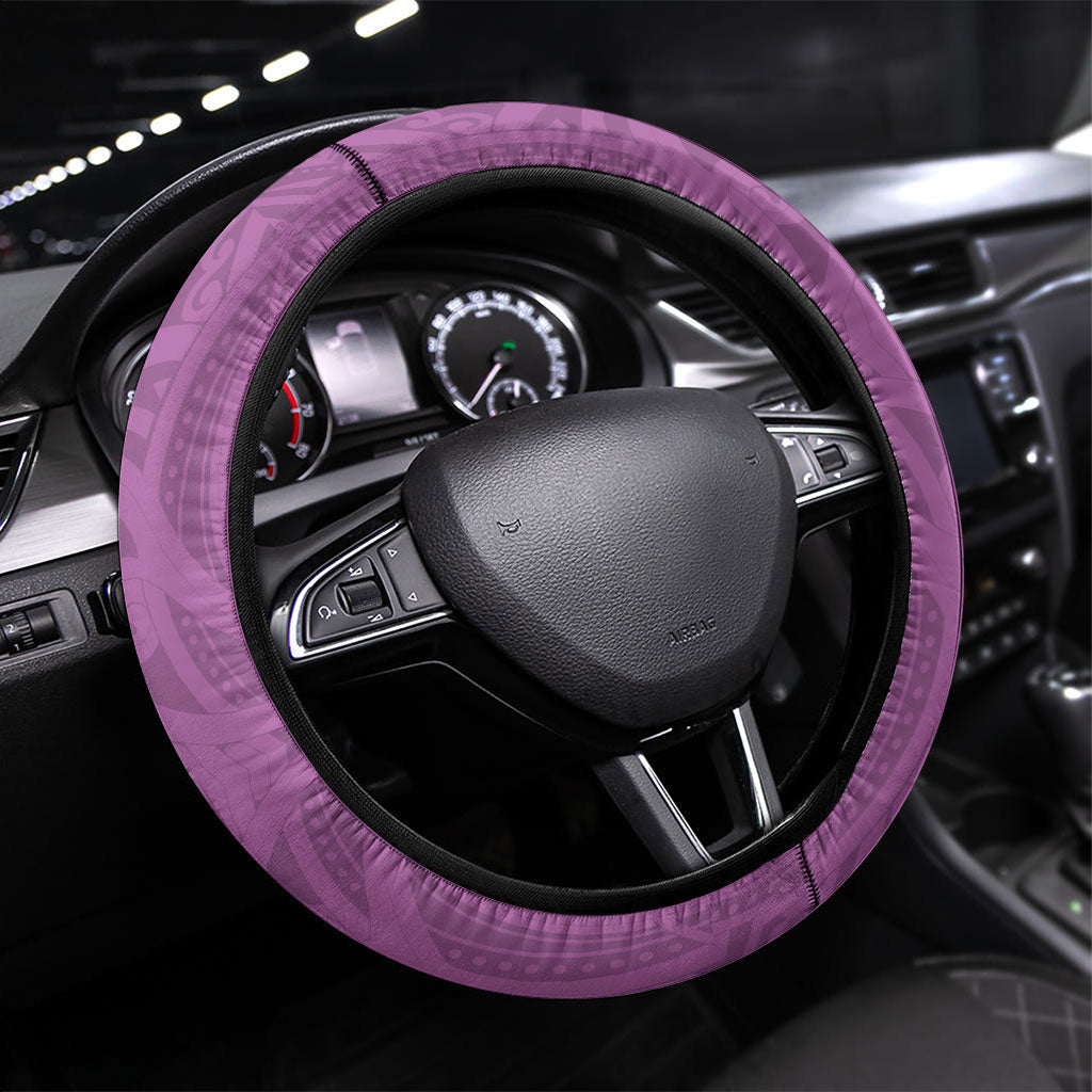 Aotearoa Lawn Bowls Steering Wheel Cover Maori Warrior and Silver Fern Sporty Style Pink LT03 Universal Fit Pink - Polynesian Pride