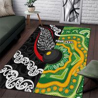 Personalised Aotearoa and Australia Lawn Bowls Area Rug Maori Fern and Aboriginal Pattern LT03 Multicolor - Polynesian Pride