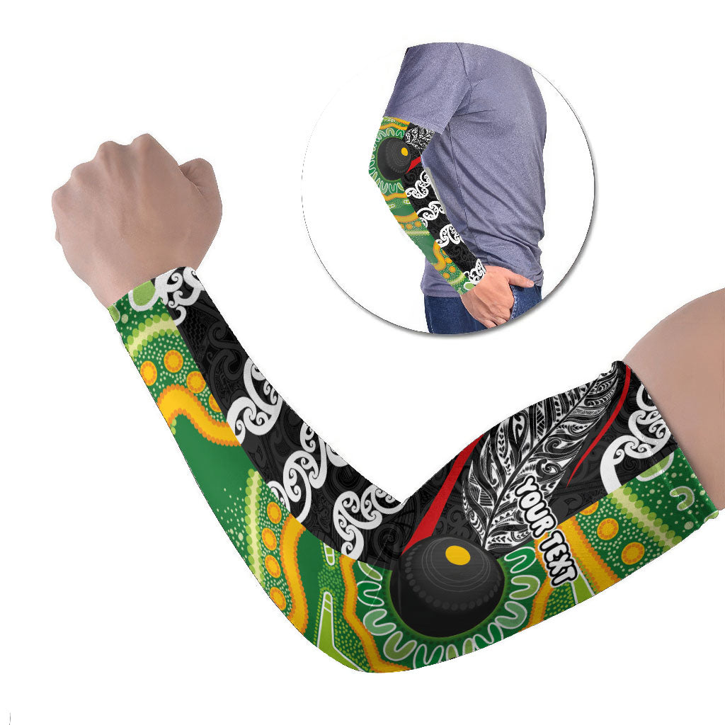 Personalised Aotearoa and Australia Lawn Bowls Arm Sleeves Maori Fern and Aboriginal Pattern LT03 Set of 2 Multicolor - Polynesian Pride