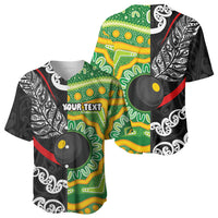 Personalised Aotearoa and Australia Lawn Bowls Baseball Jersey Maori Fern and Aboriginal Pattern LT03 - Polynesian Pride