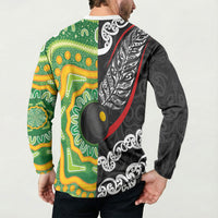 Personalised Aotearoa and Australia Lawn Bowls Button Sweatshirt Maori Fern and Aboriginal Pattern LT03 - Polynesian Pride