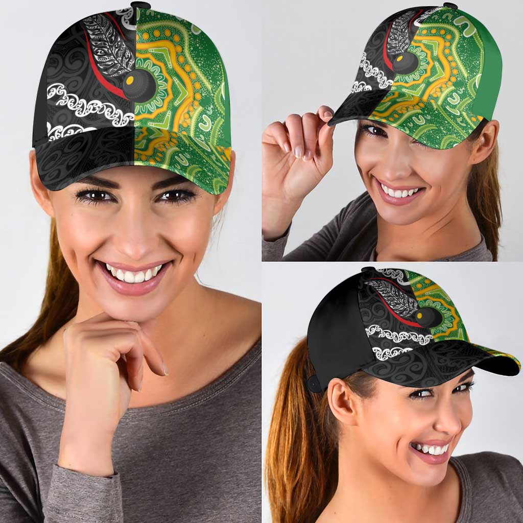 Aotearoa and Australia Lawn Bowls Classic Cap Maori Fern and Aboriginal Pattern LT03 - Polynesian Pride