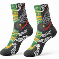 Aotearoa and Australia Lawn Bowls Crew Socks Maori Fern and Aboriginal Pattern LT03 - Polynesian Pride