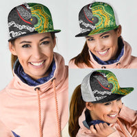Aotearoa and Australia Lawn Bowls Mesh Trucker Cap Maori Fern and Aboriginal Pattern LT03 - Polynesian Pride