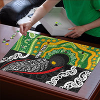 Personalised Aotearoa and Australia Lawn Bowls Puzzle Maori Fern and Aboriginal Pattern LT03 - Polynesian Pride