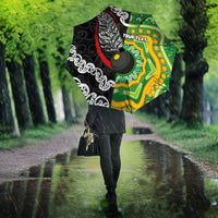 Personalised Aotearoa and Australia Lawn Bowls Umbrella Maori Fern and Aboriginal Pattern LT03 - Polynesian Pride