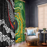 Personalised Aotearoa and Australia Lawn Bowls Window Curtain Maori Fern and Aboriginal Pattern LT03 - Polynesian Pride