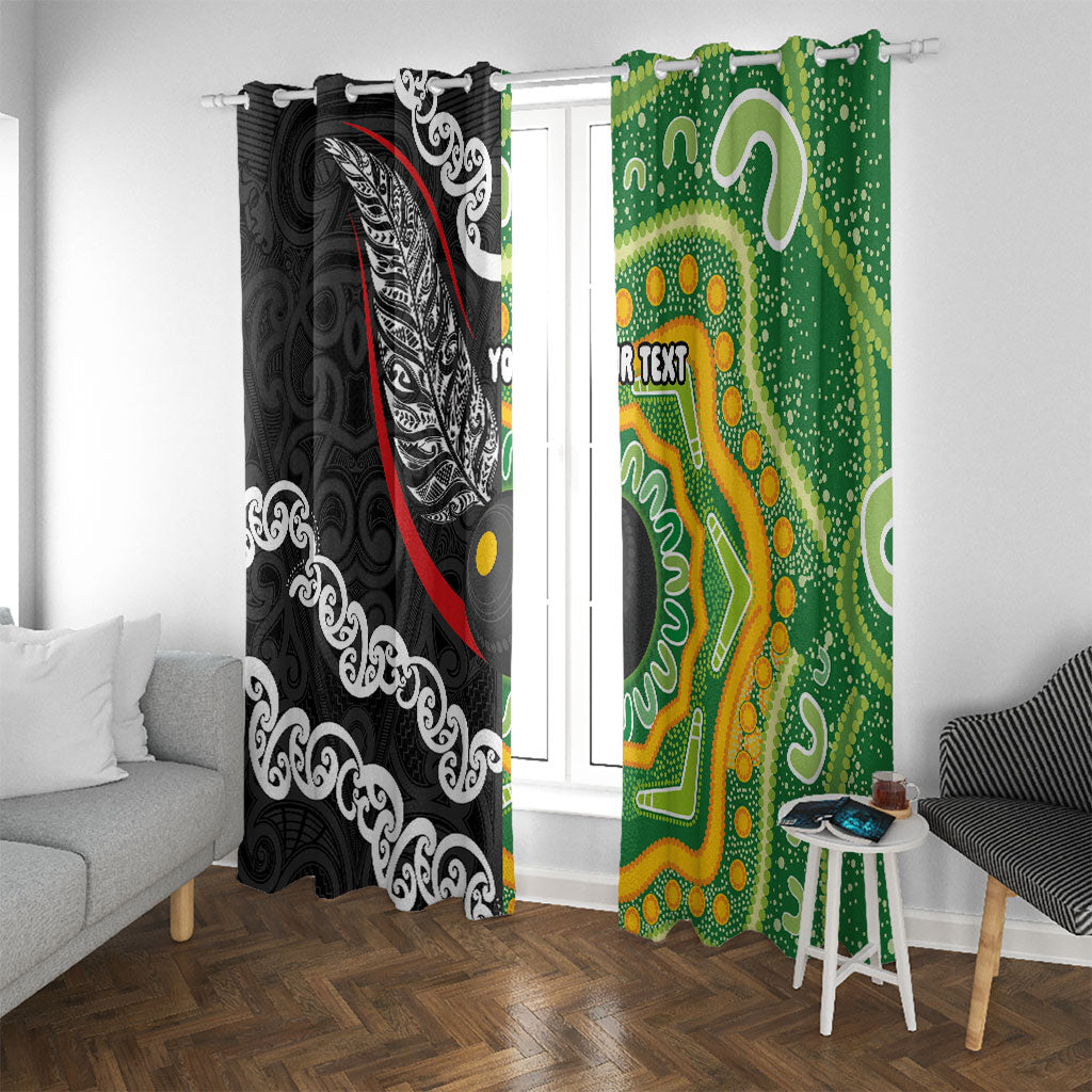 Personalised Aotearoa and Australia Lawn Bowls Window Curtain Maori Fern and Aboriginal Pattern LT03 With Grommets Multicolor - Polynesian Pride