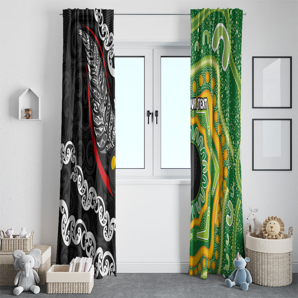Personalised Aotearoa and Australia Lawn Bowls Window Curtain Maori Fern and Aboriginal Pattern LT03 - Polynesian Pride