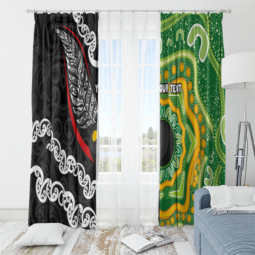 Personalised Aotearoa and Australia Lawn Bowls Window Curtain Maori Fern and Aboriginal Pattern LT03 - Polynesian Pride