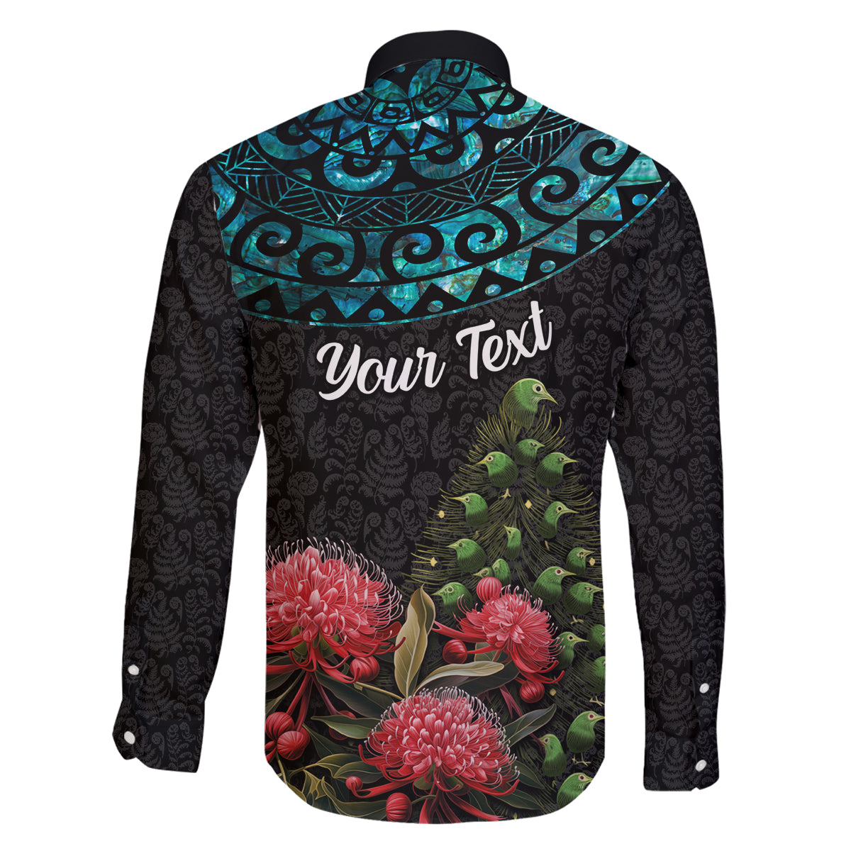 Personalized New Zealand Christmas Family Matching Off Shoulder Long Sleeve Dress and Hawaiian Shirt Maori Santa Pikorua and Pohutukawa Meri Kirihimete LT03 - Polynesian Pride