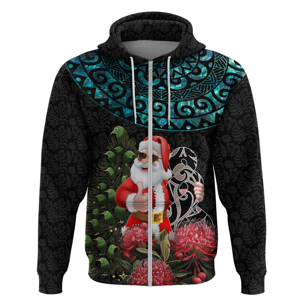 Personalized New Zealand Christmas Hoodie Maori Santa Pikorua and Pohutukawa Meri Kirihimete LT03 - Polynesian Pride