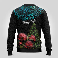 Personalized New Zealand Christmas Ugly Christmas Sweater Maori Santa Pikorua and Pohutukawa Meri Kirihimete LT03 - Polynesian Pride