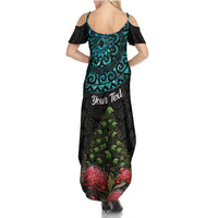 Personalized New Zealand Christmas Summer Maxi Dress Maori Santa Pikorua and Pohutukawa Meri Kirihimete LT03 - Polynesian Pride