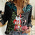 Personalized New Zealand Christmas Women Casual Shirt Maori Santa Pikorua and Pohutukawa Meri Kirihimete LT03 Female Black - Polynesian Pride