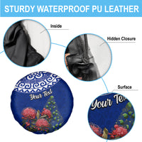 Personalized New Zealand Christmas Spare Tire Cover Maori Santa Pikorua and Pohutukawa Meri Kirihimete Blue LT03 - Polynesian Pride