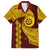 Tonga High School Family Matching Off Shoulder Long Sleeve Dress and Hawaiian Shirt Traditional Ngatu and Polynesian Pattern LT03 Dad's Shirt - Short Sleeve Yellow - Polynesian Pride