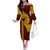 Tonga High School Family Matching Off Shoulder Long Sleeve Dress and Hawaiian Shirt Traditional Ngatu and Polynesian Pattern LT03 Mom's Dress Yellow - Polynesian Pride