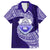 Tonga Tupou High School Family Matching Off Shoulder Long Sleeve Dress and Hawaiian Shirt Traditional Ngatu and Polynesian Pattern LT03 Dad's Shirt - Short Sleeve Blue - Polynesian Pride