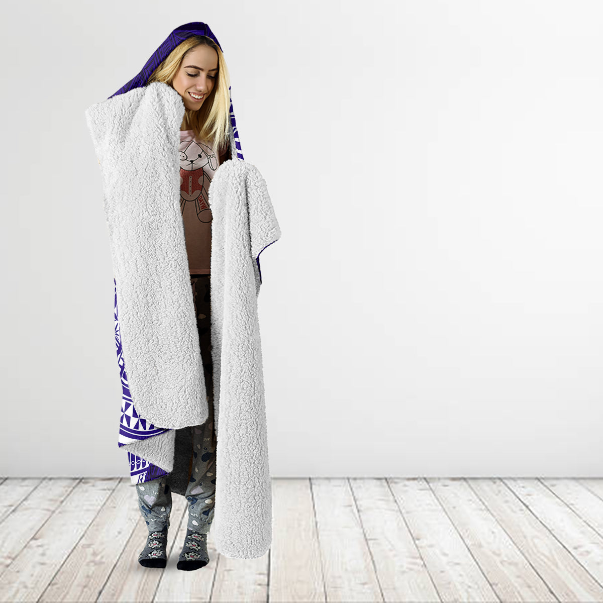 Tonga Tupou High School Hooded Blanket Traditional Ngatu and Polynesian Pattern LT03 - Polynesian Pride
