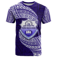 Tonga Tupou High School T Shirt Traditional Ngatu and Polynesian Pattern LT03 Blue - Polynesian Pride