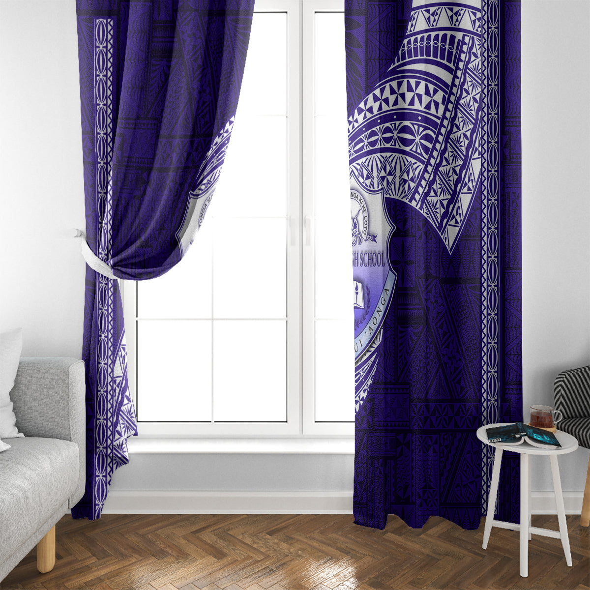 Tonga Tupou High School Window Curtain Traditional Ngatu and Polynesian Pattern LT03 - Polynesian Pride