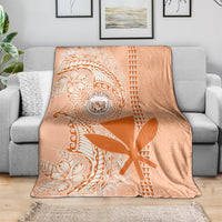 Kanaka Maoli Tropical Flowers with Kakau Tribal Blanket Peach Fuzz Color LT03 - Polynesian Pride