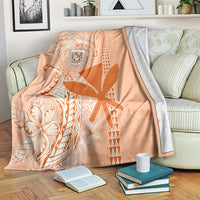 Kanaka Maoli Tropical Flowers with Kakau Tribal Blanket Peach Fuzz Color LT03 - Polynesian Pride