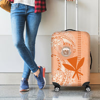 Kanaka Maoli Tropical Flowers with Kakau Tribal Luggage Cover Peach Fuzz Color LT03 - Polynesian Pride